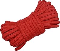Vista 5 de Maydahui Cuerda larga de algodón de 32 pies (32.8 ft), suave, multiusos, lavable, fuerte, duradera, color rojo, negro y morado