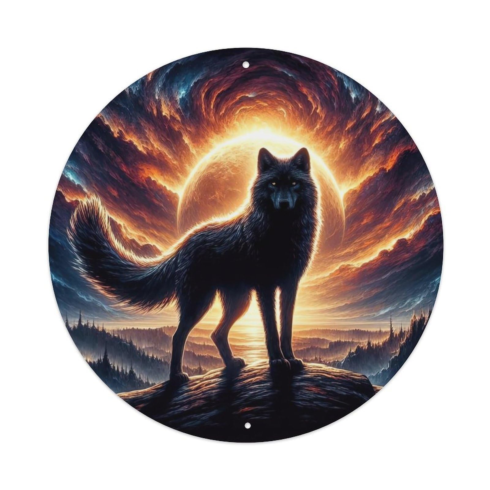 Animal The Wolf on The Mountaintop Metal Tin Sign