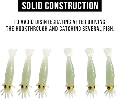 Miniatura 4 de QualyQualy Señuelos suaves de pesca, cebo artificial, resplandor luminoso, gusanos, gusanos, señuelo de pesca en hielo, señuelos de pesca para