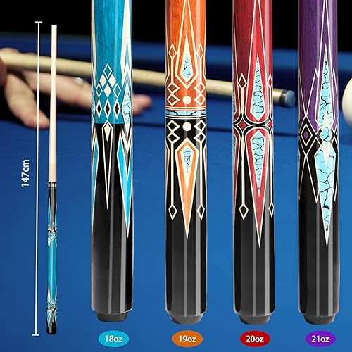 Miniatura 2 de Pool Stick Set of 4, Pool Sticks for Adults with 4 Billiard Chalks, 58inch Billiard Cue Sticks with Maple Wood, Bar Billiard Cue for Professional