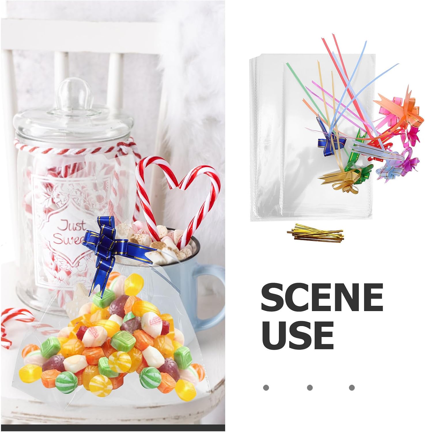 MAGICLULU 200pcs Plastic Cellophane Candy Bags with Ties, Small Snack Bags for Confections and Baked Goods, Food Grade Safety, Bulk Convenience for Weddings and Parties