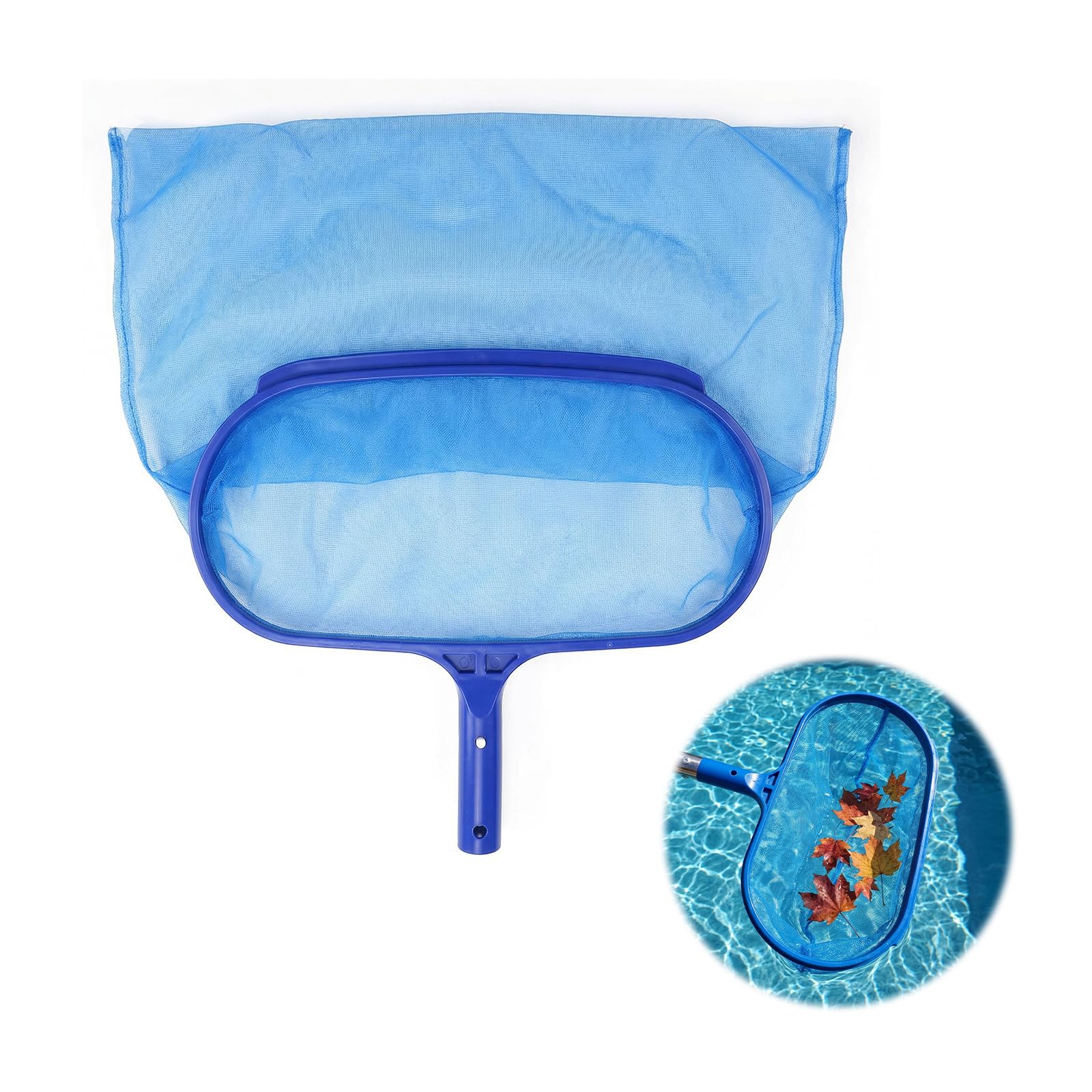 Red Recogehojas Piscina, Recoge Hojas para Piscinas con Pértiga Telescópica, Compuerta Skimmer Piscina, Herramientas, Limpiafondos Manual, para Piscinas, Bañeras, Fuente, Pecera (BLU 1)