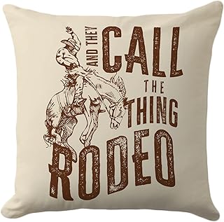 Western Rodeo Throw Pillow Cover 18x18 Inch - Vintage Cowboy Design with...