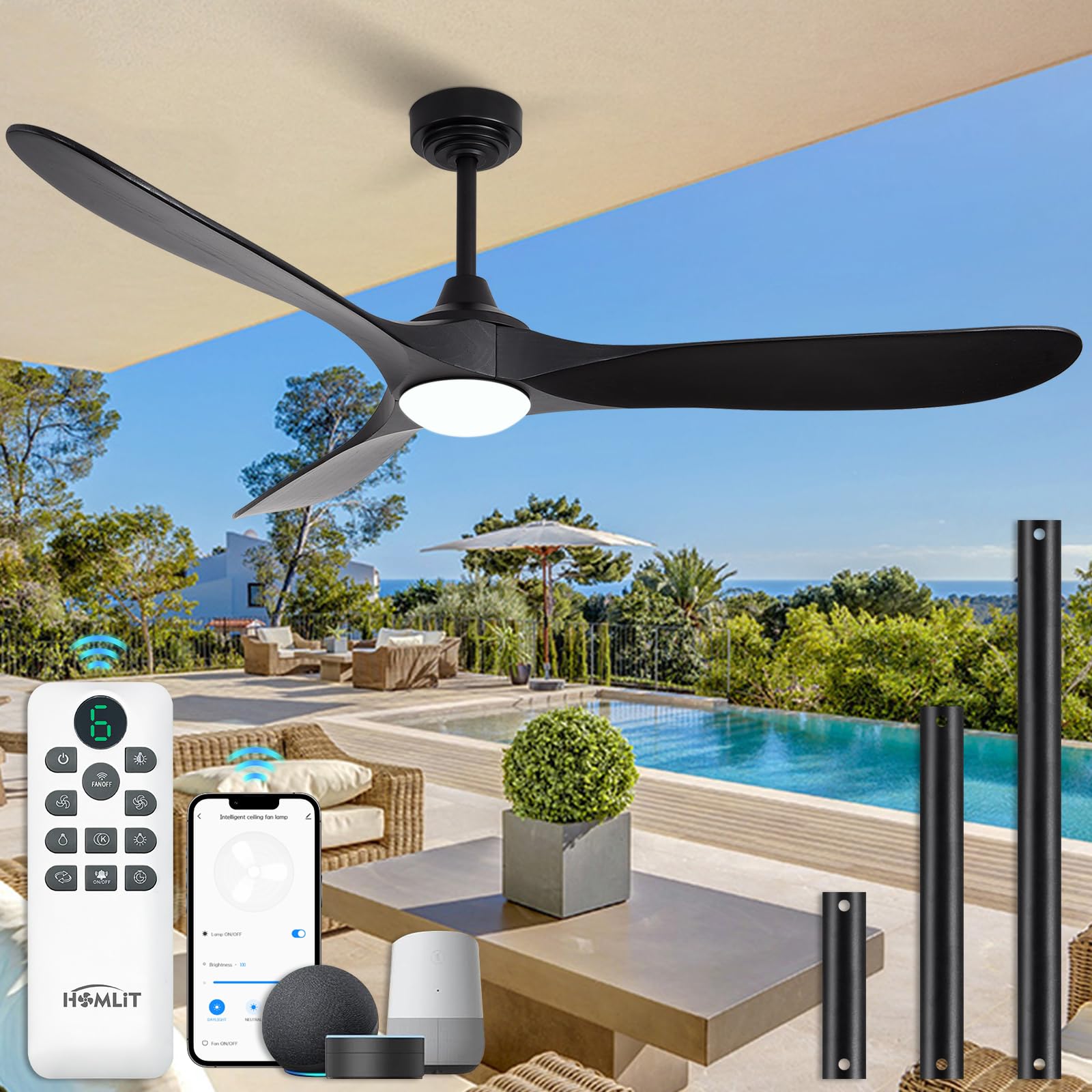 Photo 1 of ***NO REMOTE*** Homlit 60" Smart Outdoor Ceiling Fan with Light