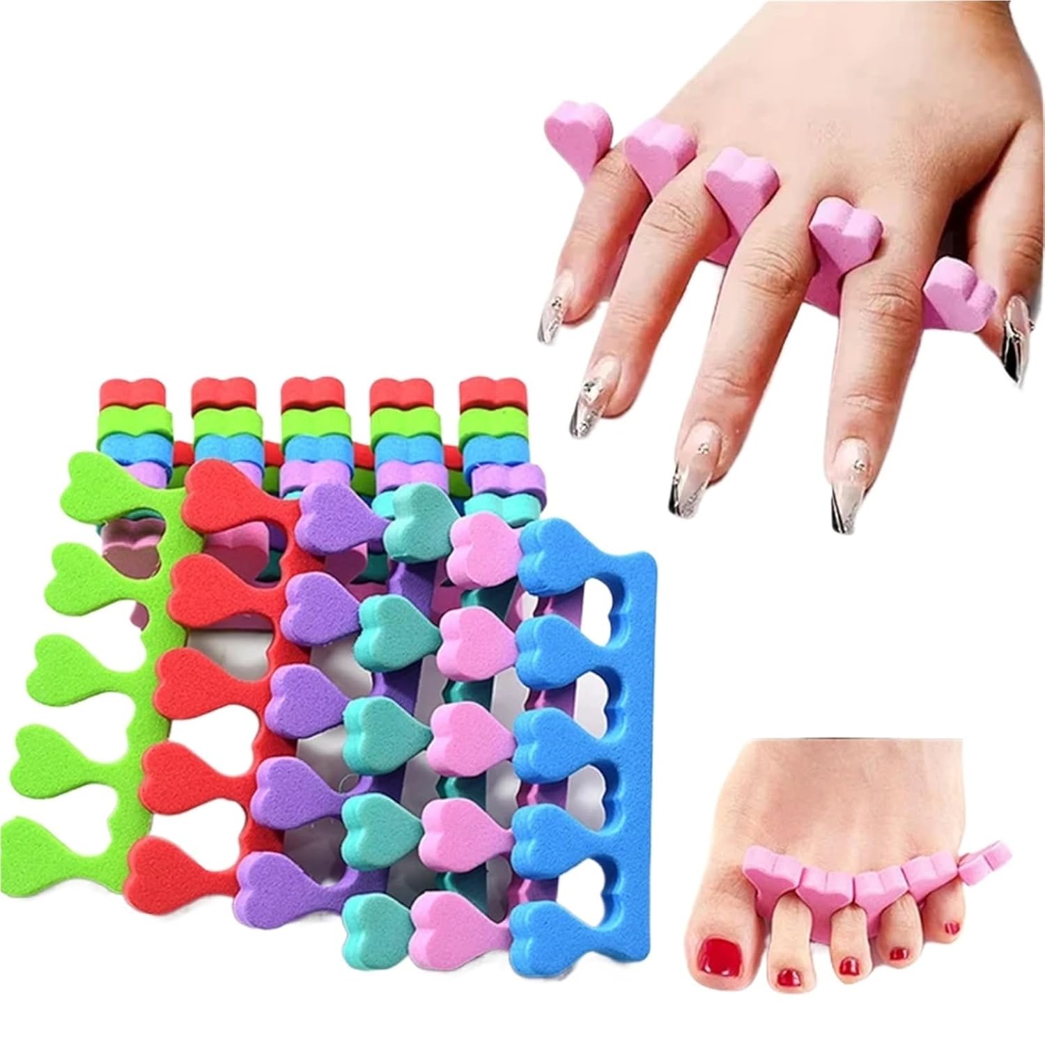 Toe Separators 300pcs Soft Nail Art Toe Separators Fingers Foots Sponge Gel Polish Beauty Tool Manicure Pedicure Foot Braces(Blue)