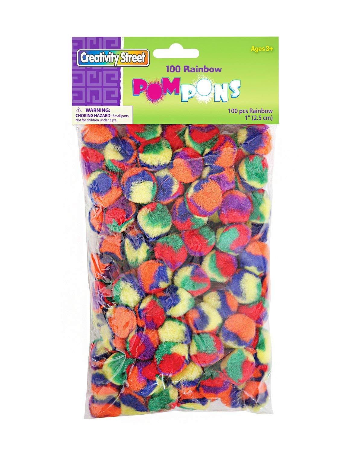 Creativity Street Pom Pons 100-Piece x 1 Inch, Rainbow