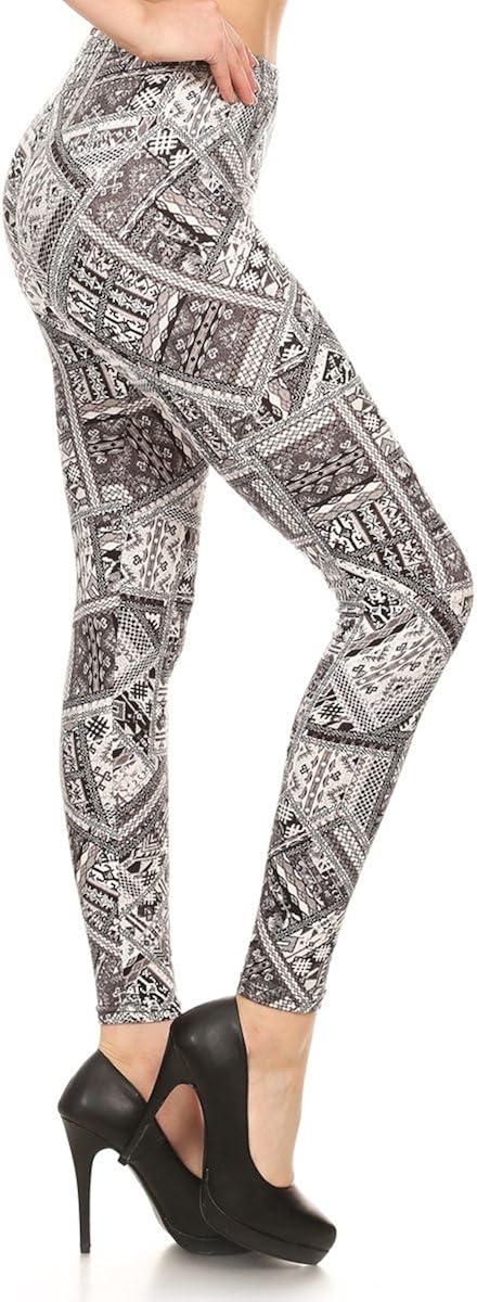 SATINA Printed Leggings Full Length Patterned with Designs