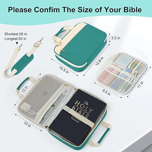 Miniatura 2 de CASIRENA Fundas para la Biblia para mujer, funda de transporte para la Biblia de tamaño extragrande, bolsa para Biblia de iglesia con asa acolchada,
