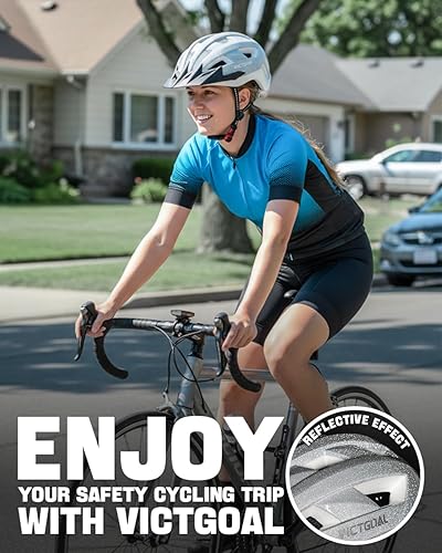 Miniatura 73 de VICTGOAL Casco de bicicleta con luz trasera recargable por USB, gafas magnéticas desmontables, visera solar extraíble, cascos de bicicleta de Negro