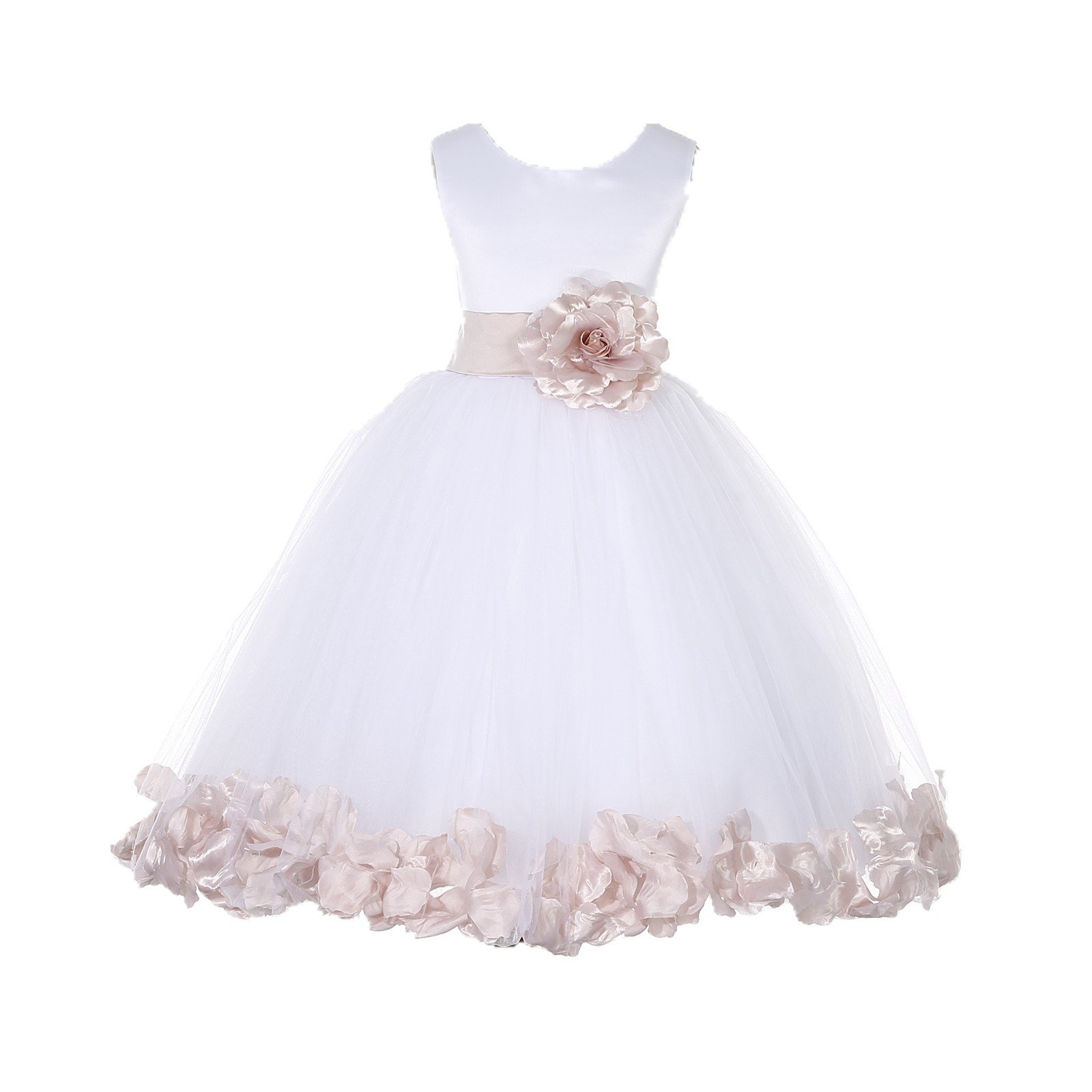 White Tulle Rose Petals Flower Girl Dress Tulle Dress Christening Dress 302T 10