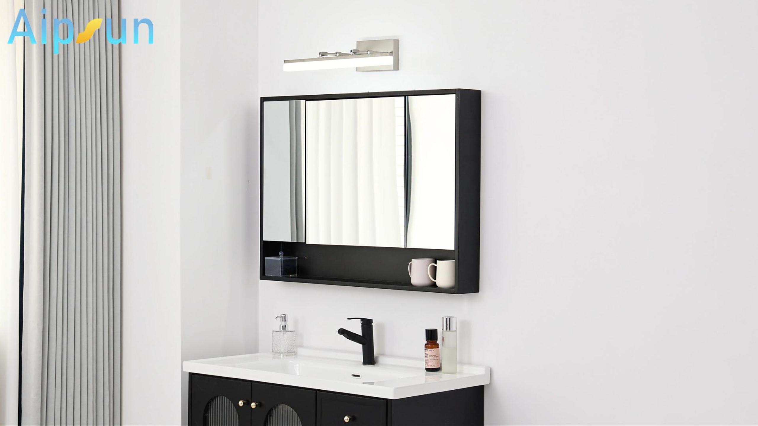 Image of Aipsun 31.5 inch Modern Brushed Nickel Vanity Light Adjustable Bathroom Light Fixtures Over Mirror Rotatable Vanity Lighting 5500K
