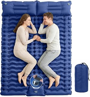 Isomatte Camping Doppelt,Ultraleichte Isomatte Aufblasbar mit Integriertem Kissen & Fußpumpe, Kompakte Camping Schlafmatte Wasserdicht für Trekking, Backpacking, Reisen und Zelt