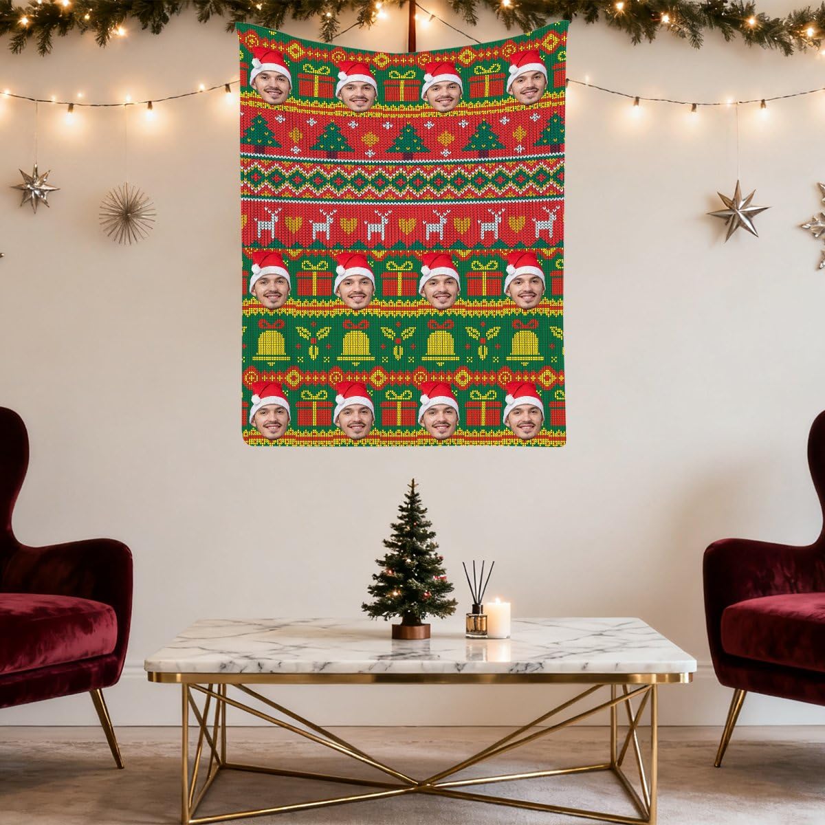 Mantas personalizadas de Feliz Navidad con cara para novia, novio, manta de fotos personalizada, mantas suaves y acogedoras para sofá, cama, personalizada para él y ella