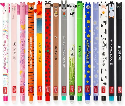 LEGAMI - Lot de 15 stylos gel effaçables avec encre thermosensible, gamme de cou