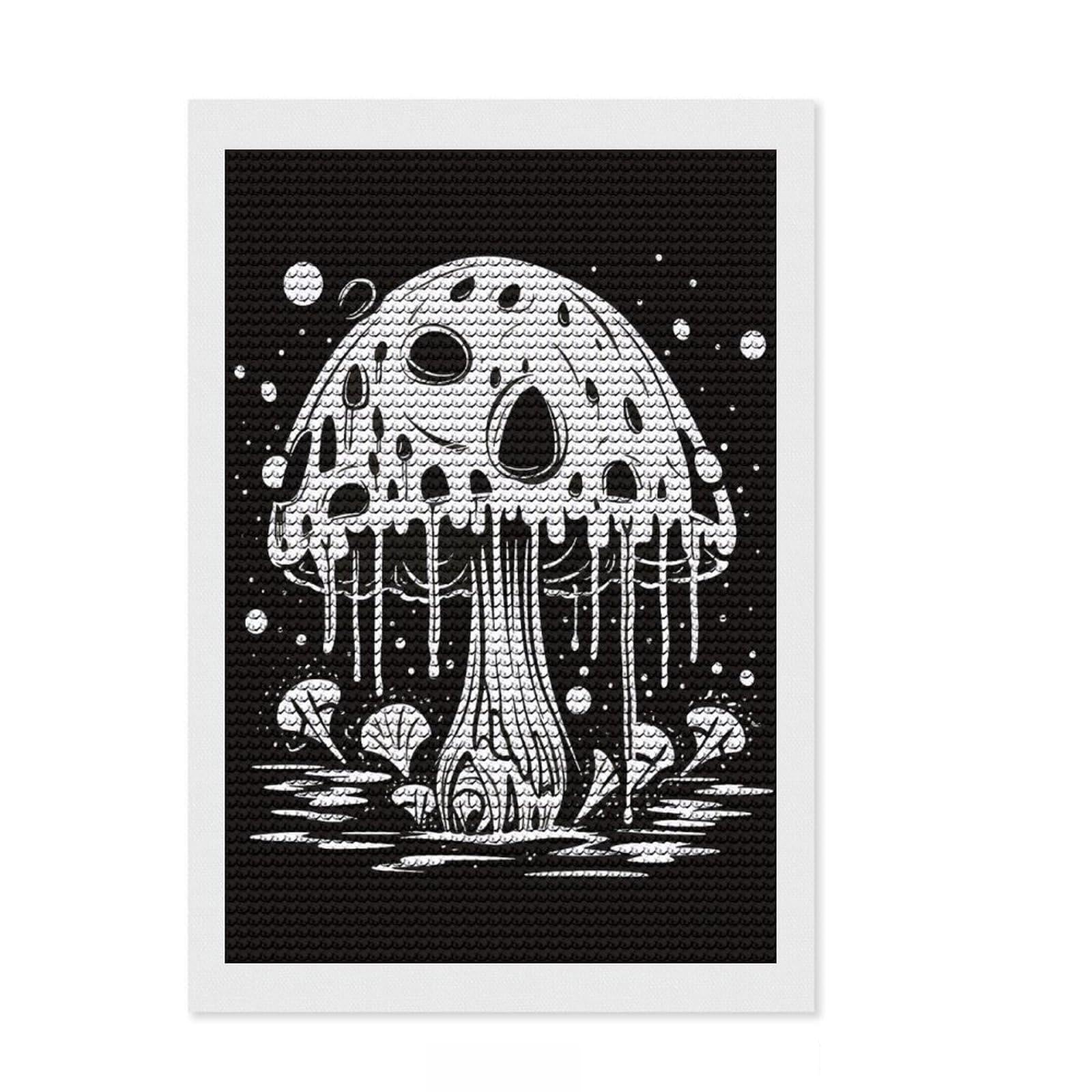 Junmoney Mushroom Poison Full Drill Diamond Painting Kit 8"x12", Boho Decor, Aesthetic Room Decor, Bedroom Decor, Fun Craft Activity