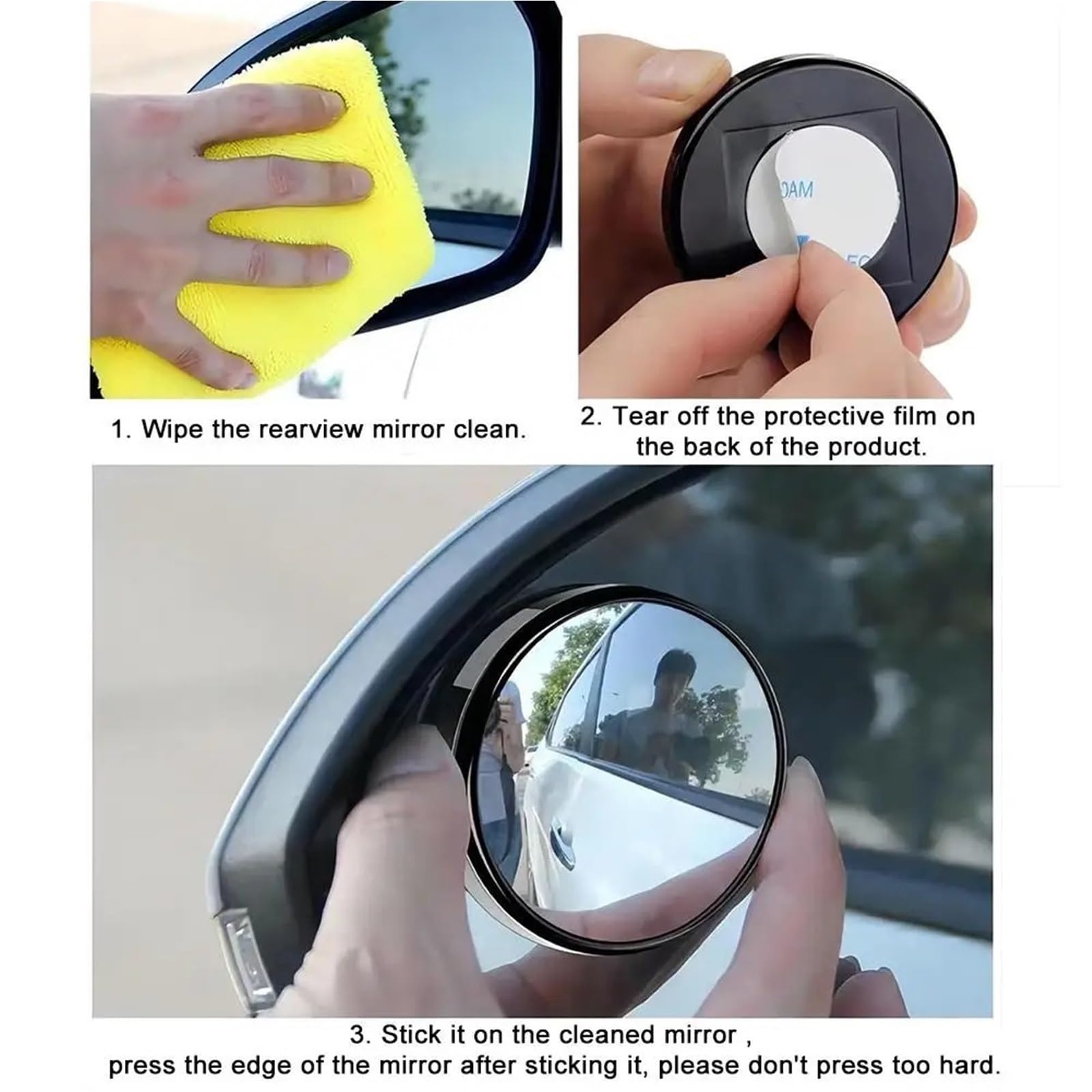 Accessori per auto Retrovisore per auto piccolo rotondo | Specchio per cecità visiva Specchio ausiliario impermeabile ad alta definizione a 360 gradi(Black)