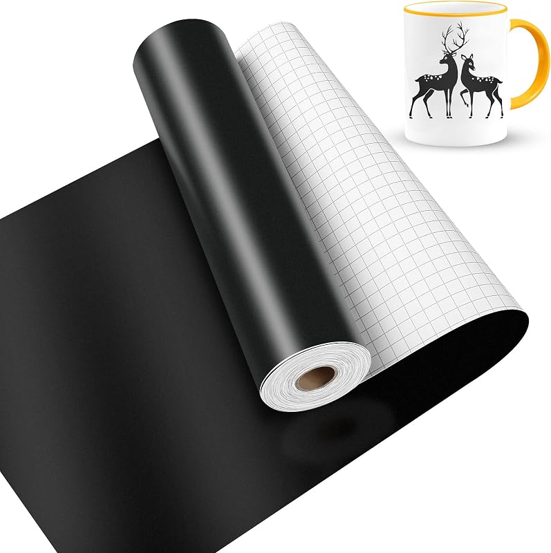 Vinilo permanente negro mate, rollo adhesivo permanente Lya Vinyl negro mate de 12" x 50 pies para máquina cortadora, rollo de vinilo para cortador artesanal