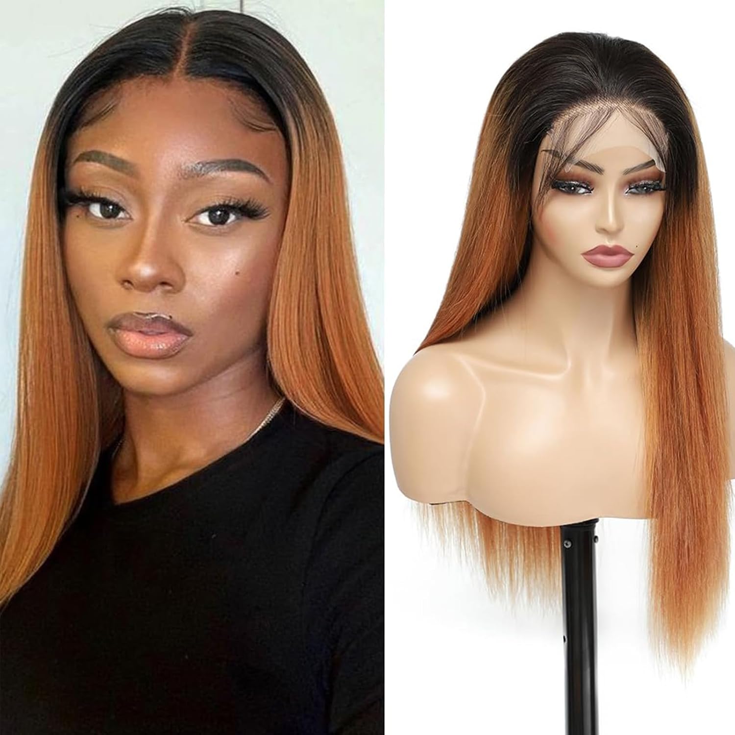 Human Hair Wig 200% Density HD Omber 30 Straight Wave Wigs Human Hair Real Full Large Lace 4x4 Omber 30 Weave Wigs Pre Plucked for Black Women