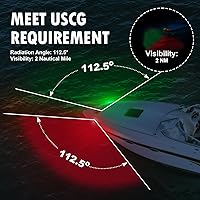 Vista 2 de Obcursco Luces de Navegación para Barco, LED Rojo y Verde de Montaje Vertical para Proa y Popa, Luces Marinas Impermeables IP67 para Pontones, Negro