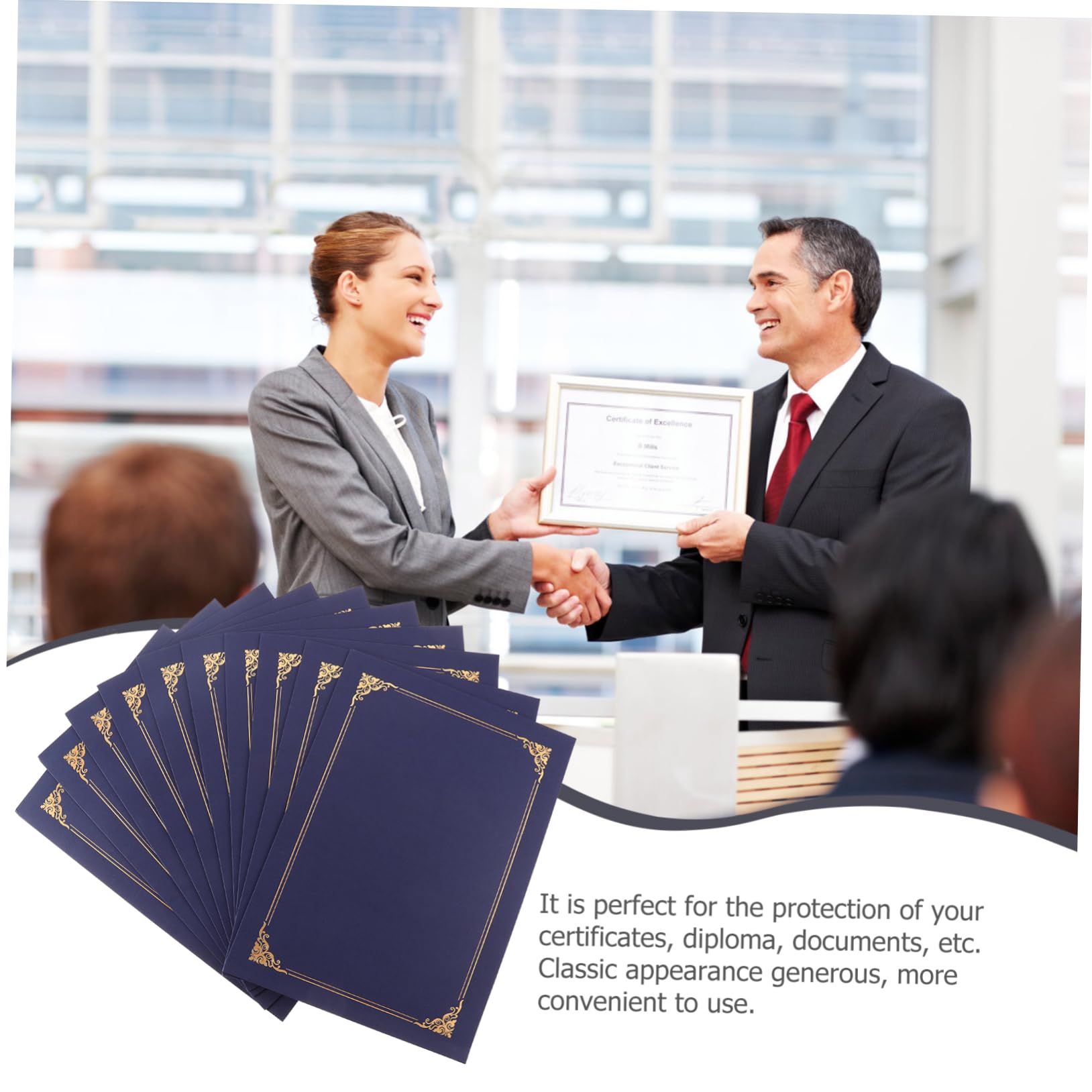 EXCEART Custodie per Certificati per Premi e Diplomi 10 Pezzi in Carta Lamina Oro, Copertine Classiche Resistenti per Cerimonie di Premiazione e Laurea