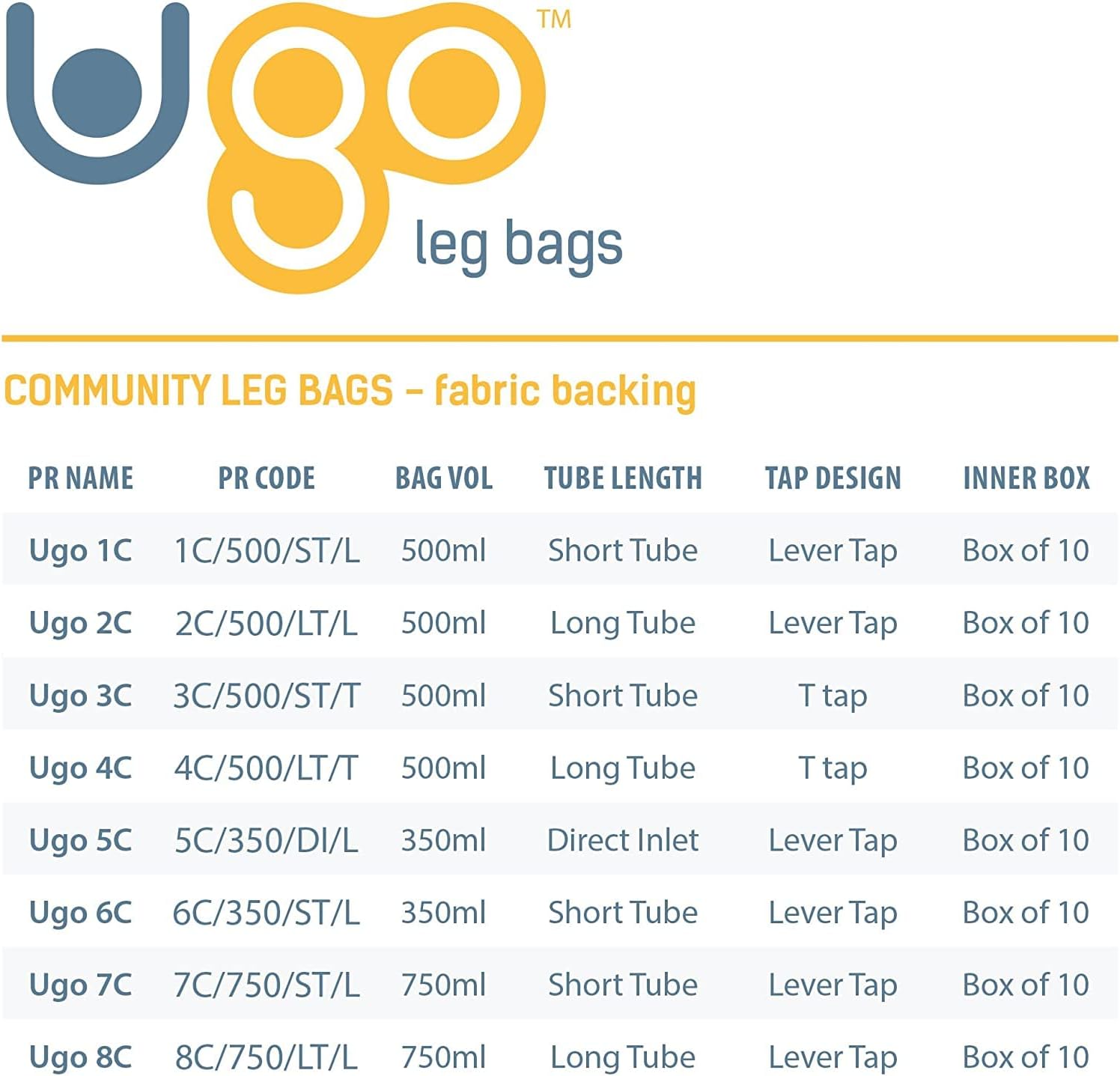 🛒 Crаzу Dеаlѕ Ugo Leg Bags (x10) – Urine Drainage Bags/Catheter Leg Bags, T Tap or Lever Tap with Soft Fabric Backing and a Natural Leg-Shape Design (Pack of 10) (Ugo 8C - 750ml, Long Tube, Lever Tap)
