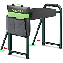 Heavy Duty Garden Kneeler &amp; Seat with Support Legs, 400lbs Capacity Foldable Gardening Stool, Extra Thick Pad &amp; Large Tool Organizer Bag, Ergonomic for Seniors - Dark Green