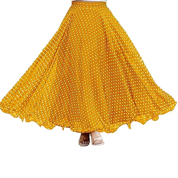 Women's Polka Dot Georgette Ethnic Maxi Skirt, High Waist, Flared, Elegant Design
