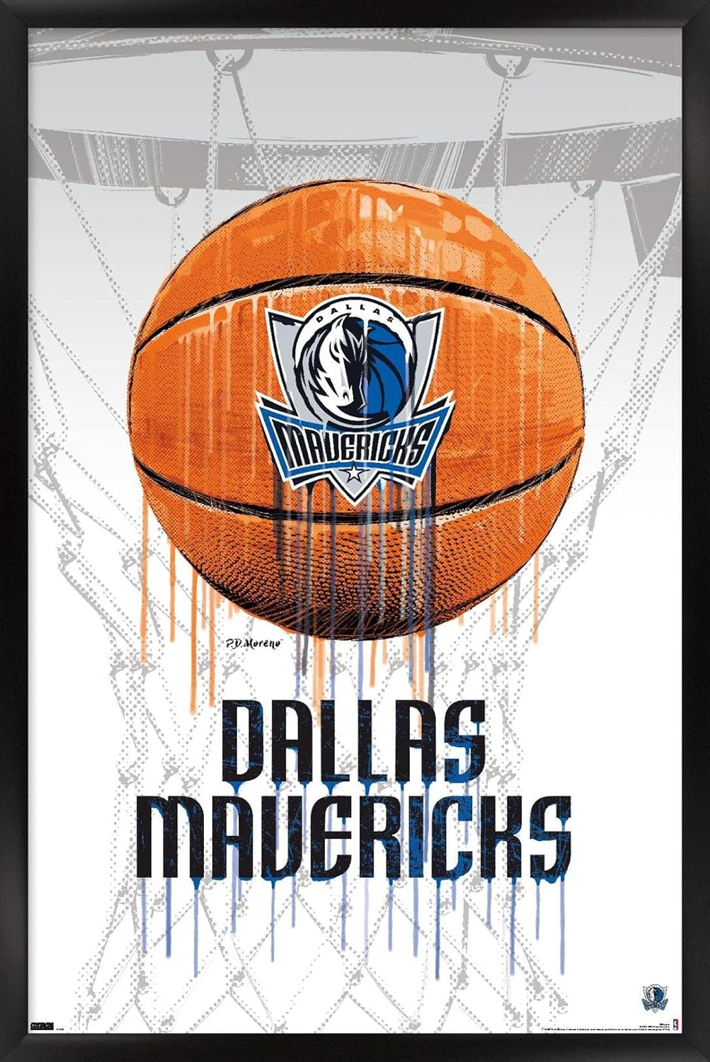 Trends International NBA Dallas Mavericks - Drip Basketball 21 Wall Poster, 22.375" x 34", Black Framed Version