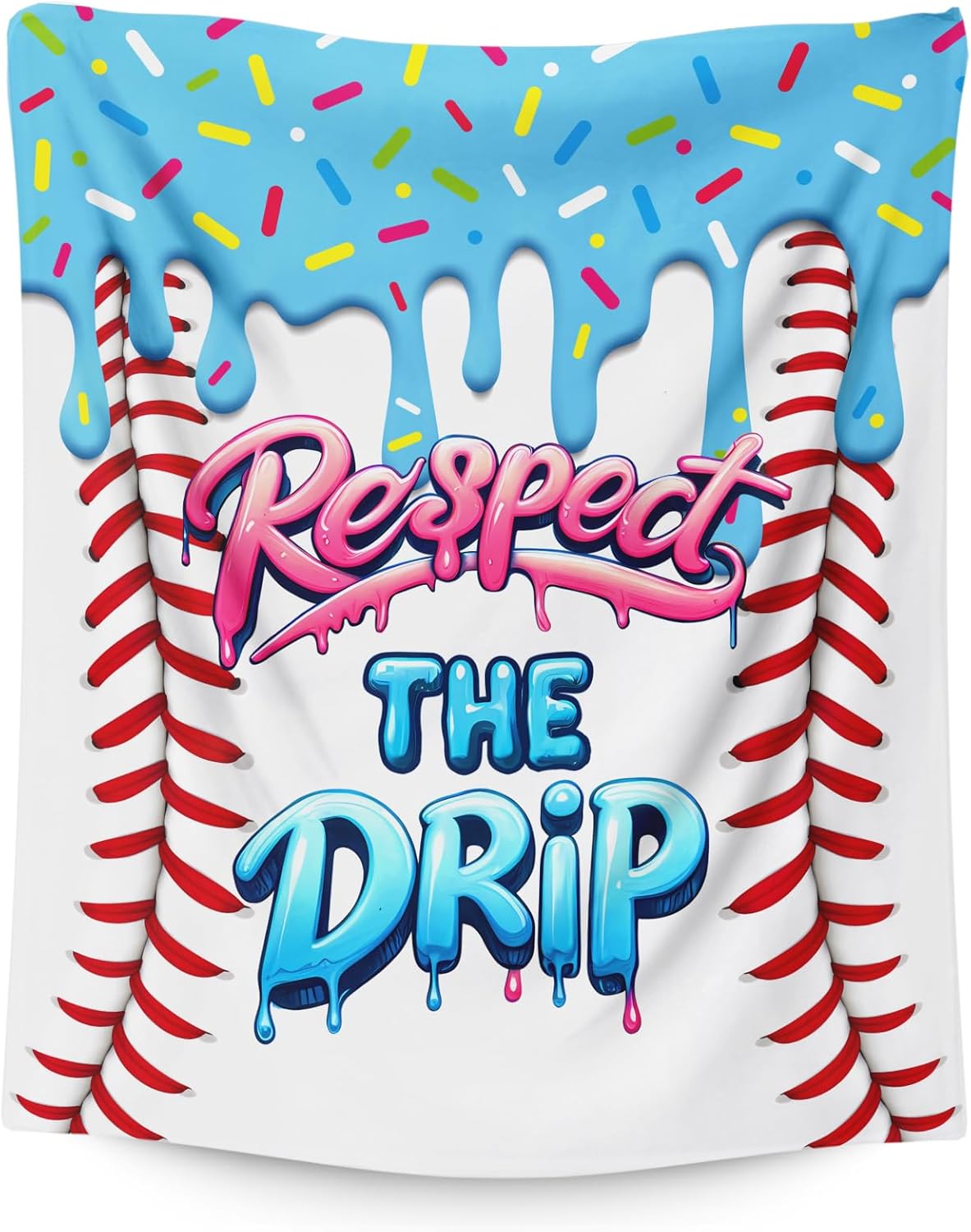 Baseball Drip Blanket for Gift Kids Blankets Gift for Birthday Baseball Lovers, Cute Cozy Soft 50 x 40 Inches Flannel Throws for Bed Travel Sofa Living Room