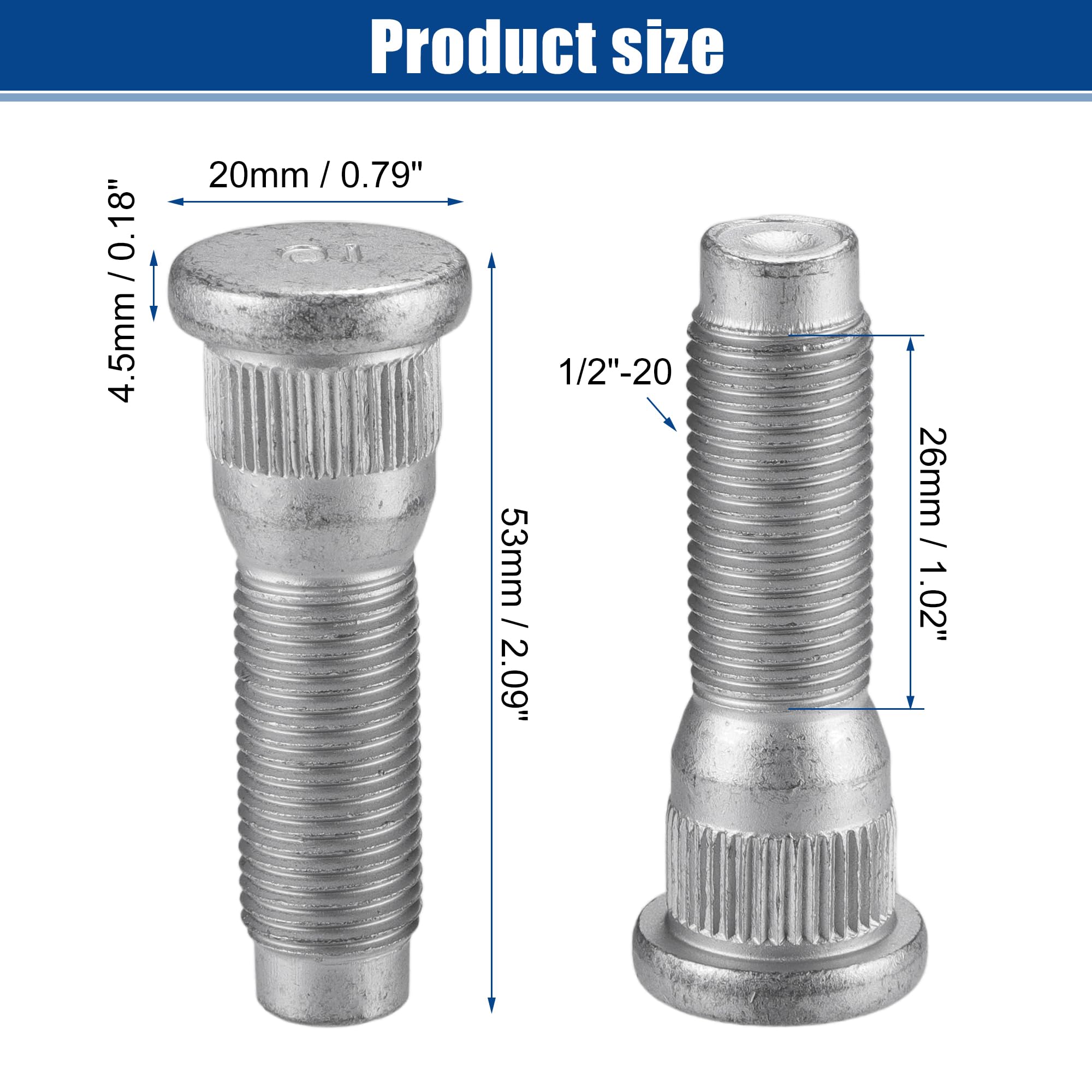 A ABSOPRO 1/2"-20 Bullone per Dado Ruota Adatto per Jeep Wrangler No.68003282AA - 5 Pezzi