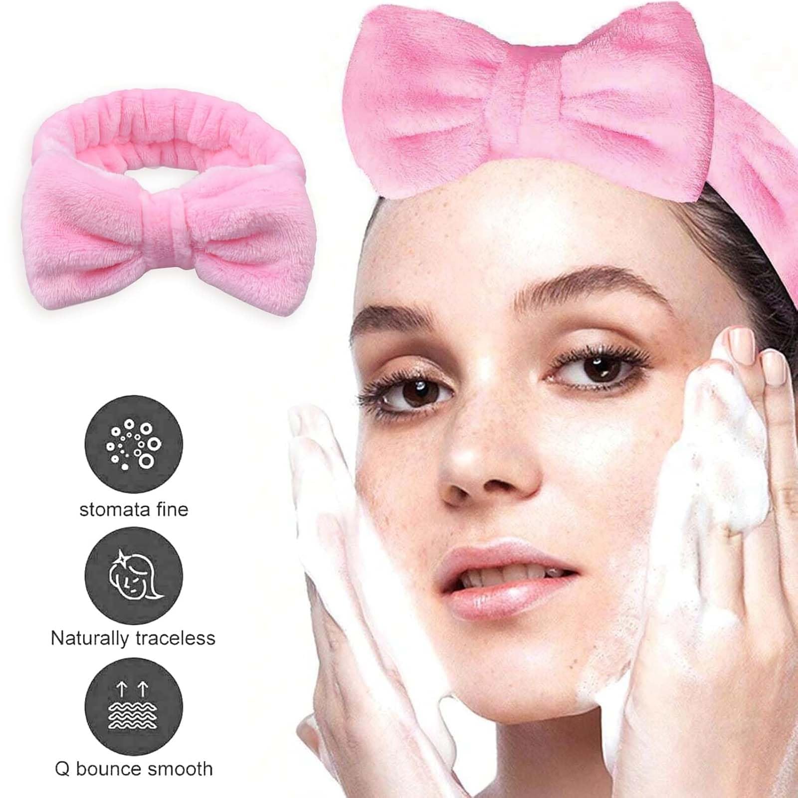 Cerchietti per capelli da spa, fasce per il trucco da donna, fascia per il viso in morbido pile corallo per trucco, fasce per capelli con fiocco per lavare il viso, doccia, cura della pelle