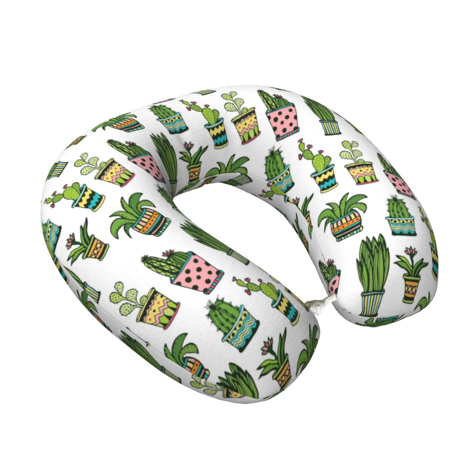 LKYMOH Colorful Pretty Succulent, Travel Neck Pillow U-Shaped Memory Neck Support Soft Comfortable With Washable Cover For Airplane Car Traveling and Office