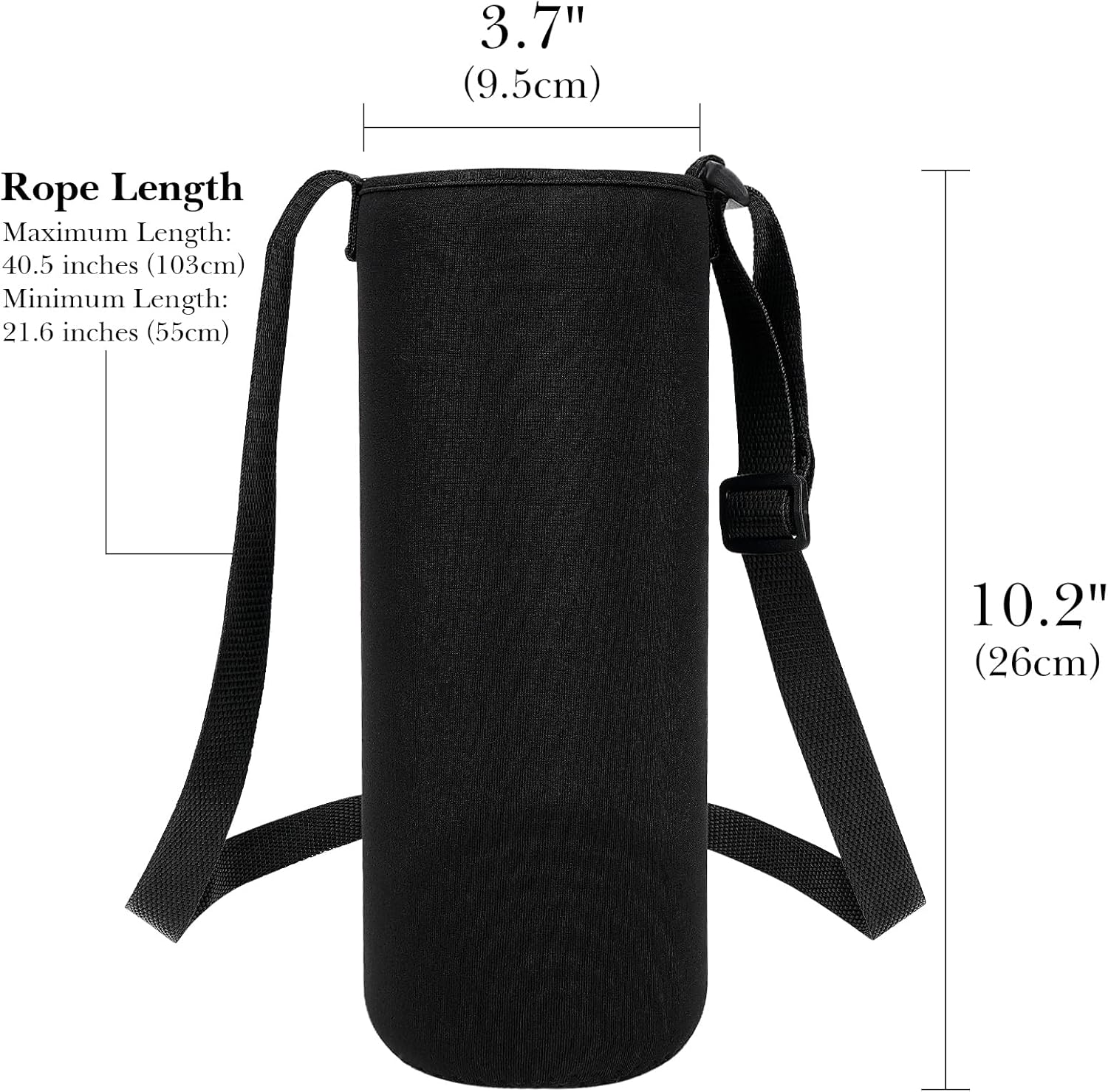 Linkidea Water Bottle Carrier with Shoulder Strap Compatible with Nalgene Sustain Wide Mouth 48oz Bottles, Insulated Neoprene Waterbottle Sling Bag Holder (Black) - Image 2