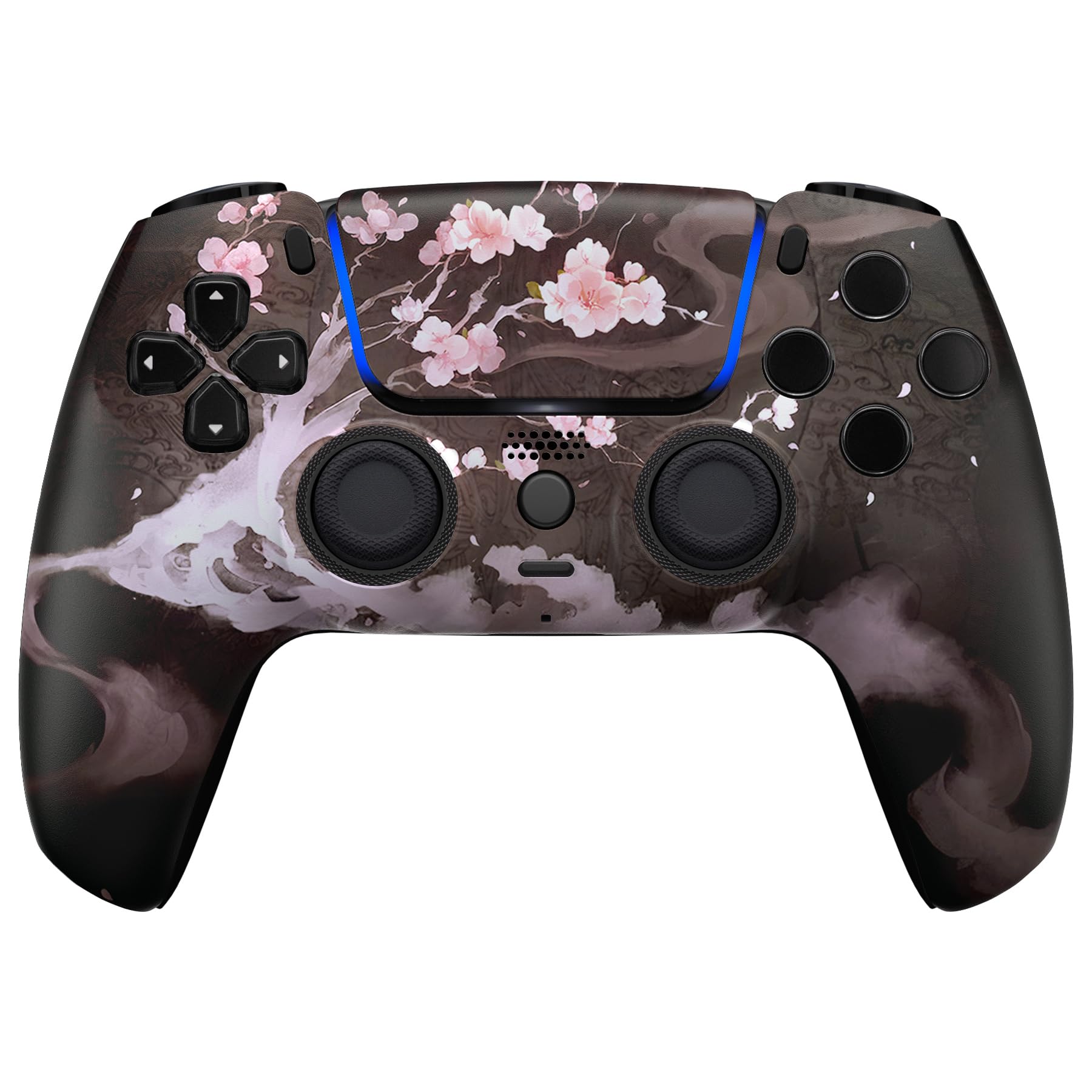eXtremeRate Re-Design Luna Front Hülle für ps5 Controller BDM-010/020/030/040/050/060-Aufblühen im Dunkeln | Integriertes DIY-Ersatz Gehäuse&Accent-Ring&Touchpad Cover Zubehör für ps5 Gamepad