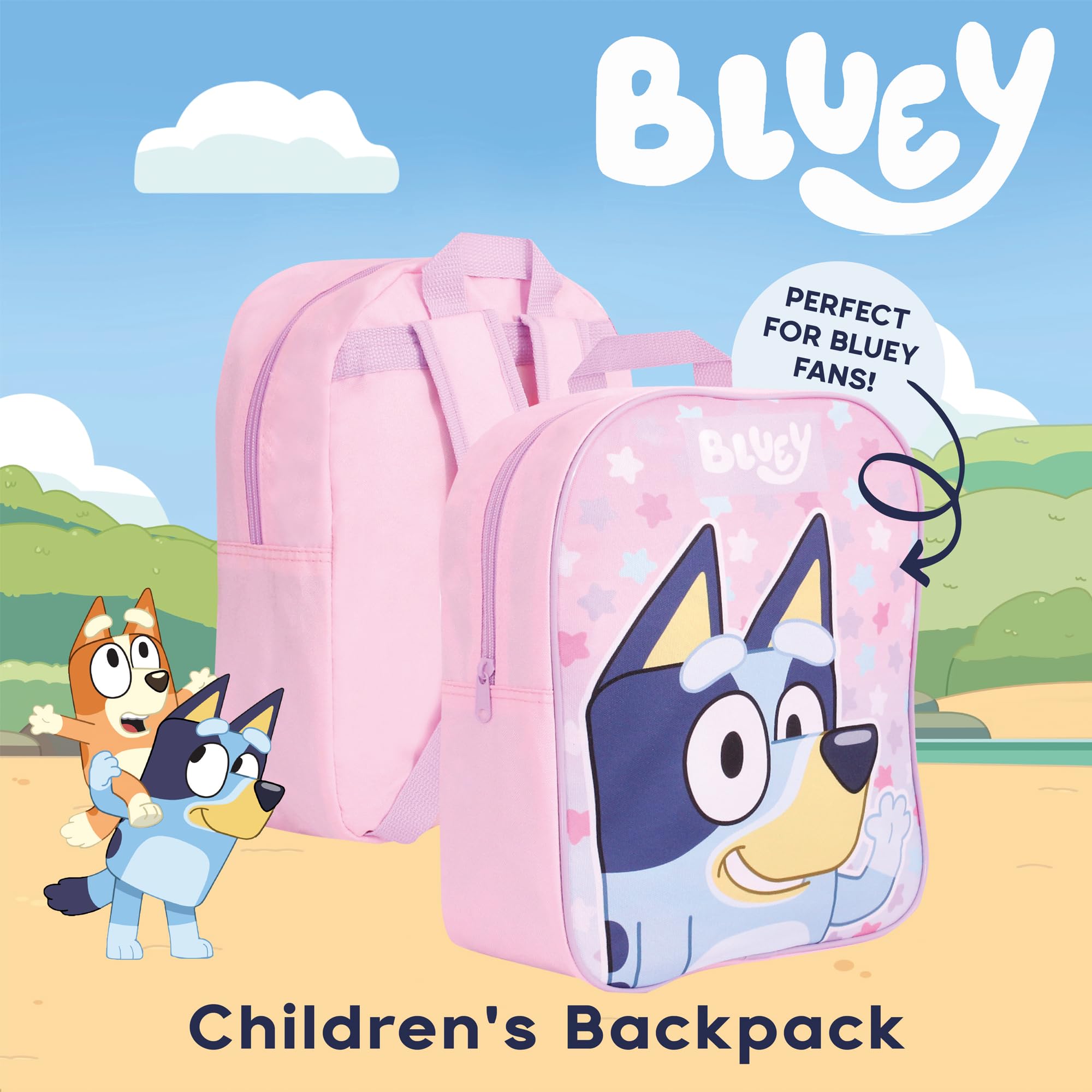 Bluey Backpack for Girls - Kids School Bag Travel Backpack Pink Childrens & Toddler Rucksack Ideal for Nursery and Daily Use