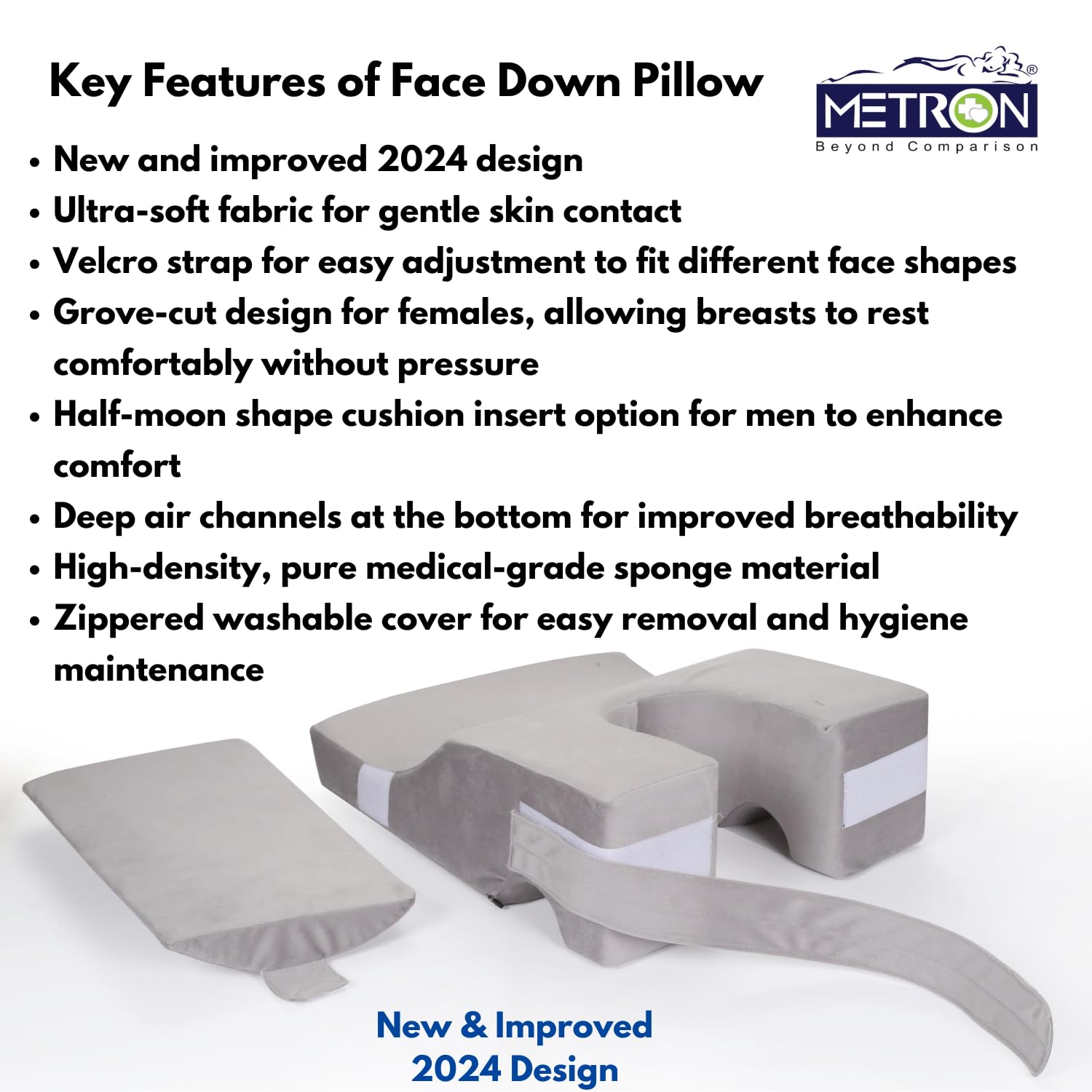 METRON Face Down Prone Pillow for After Eye Surgery, Helps in Retinal Detachment Muscular Hole & Vitrectomy Recovery, Ideal for Massage & Prone Sleeping Cushions - Image 3 thumbnail