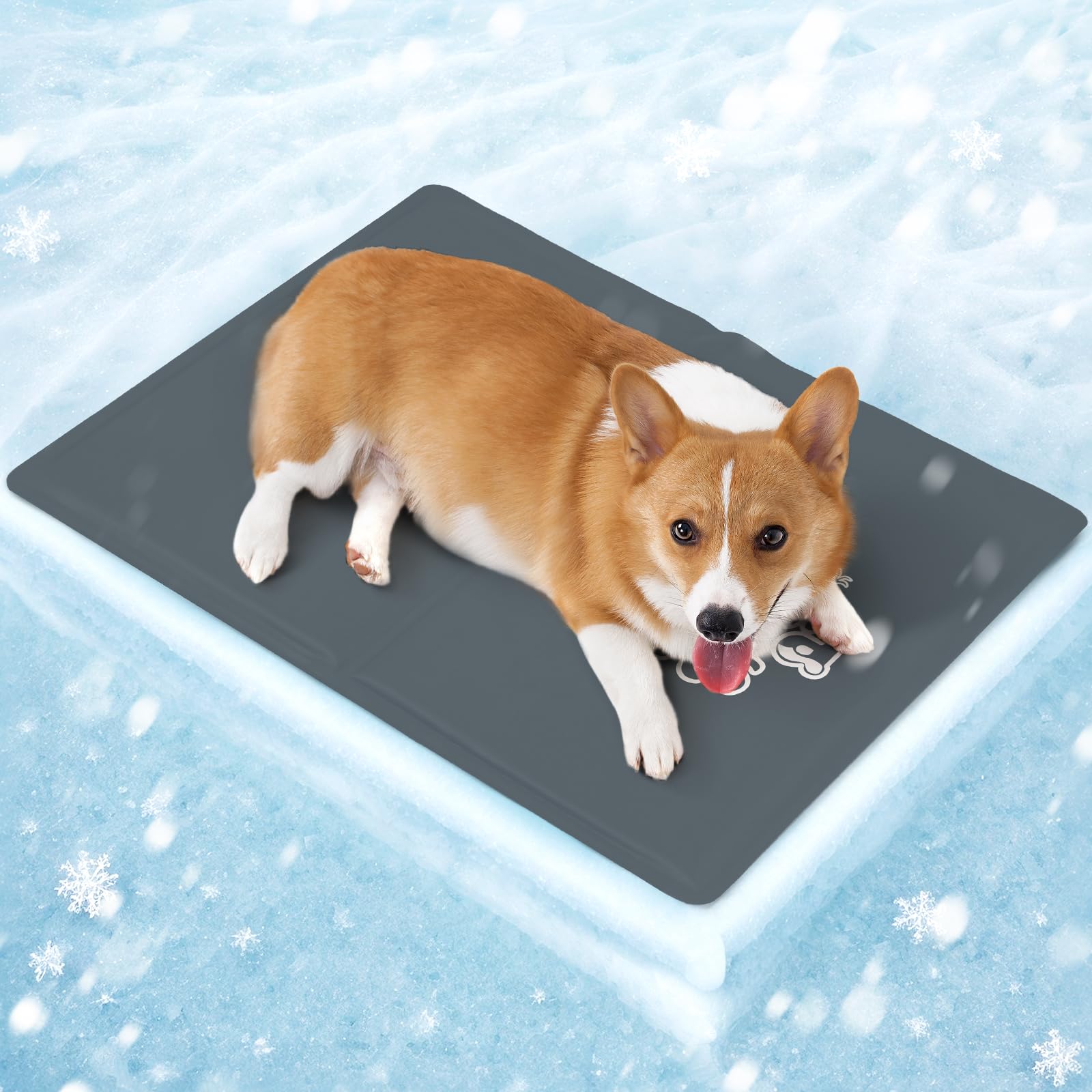 Mora Pets Cooling Blanket Dog Cooling Bed for Dog and Cat Non-toxic. Cool Summer Cool Mat Cooling Bed for Small Medium Pets Large Grey M 65 x 50 cm