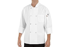 Chef Design Men's Rk Chef Coat with Eight Pearl Buttons