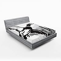 Vista 220 de Ambesonne - Sábana bajera ajustable multicolor, en colores y tres tamaños Azul y gris