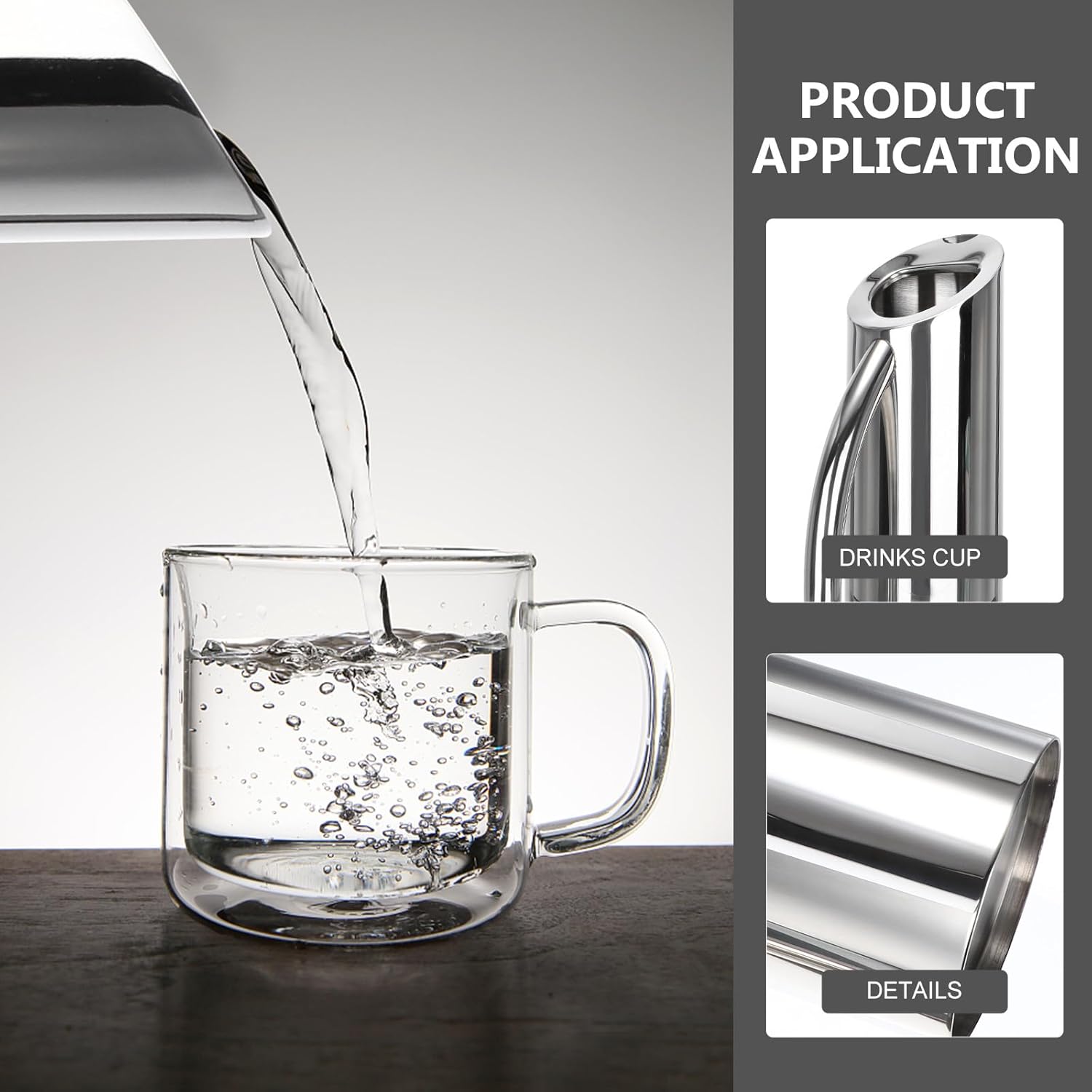 NUOBESTY Stainless Steel Water Kettle 1.0l with Flared Handle Cold Water Pitcher Juice Storage Cup for Bar Home Beverage Serving