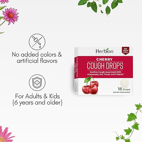 Miniatura 4 de Herbion Naturals Gotas para la tos con sabor a cereza natural, suplemento dietético, alivia la tos, para adultos y niños mayores de 6 años, 18