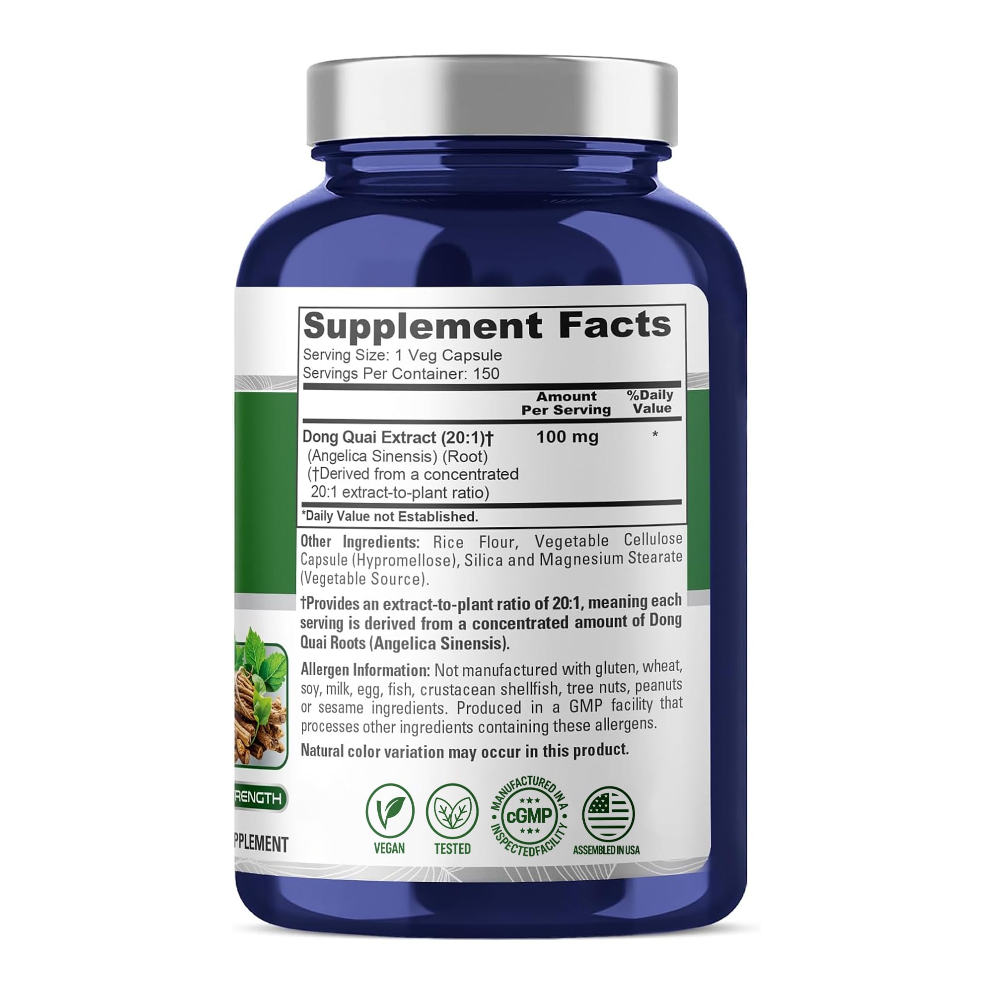 NusaPure Dong Quai, Vegan, 100mg, 150 Vegetarian Capsules - 150 Servings — Amazon image 2