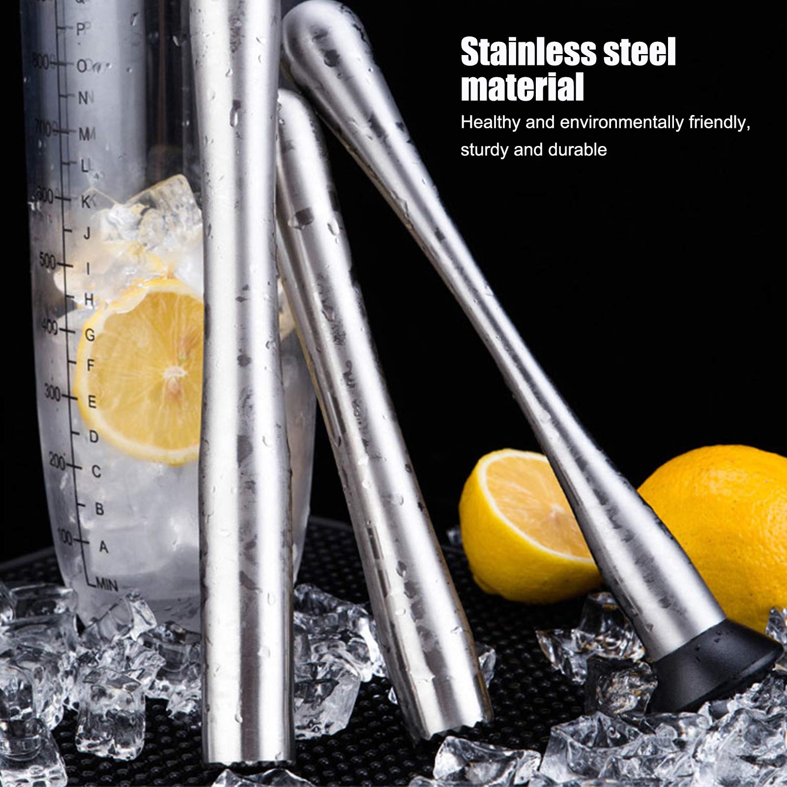 Gavigain Stainless Steel Cocktail Muddler,Ice Crushing Rod Mixer Cocktail Muddlers Barware Kitchen Tools DIY Bar Tool (Bold All-Steel Model Large Size)