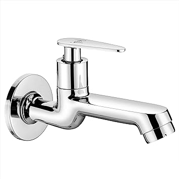 GANGA Rush Long Body Bib Cock with Foam Flow & Wall Flange (Brass Chrome Finish)