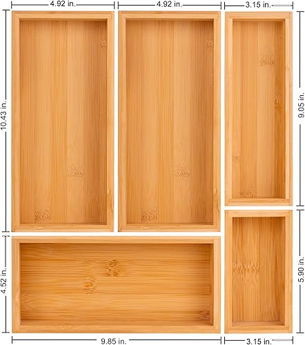 Miniatura 3 de Juego de organizadores de cajones de bambú, separadores de cajones expandibles, organizadores de almacenamiento de madera, organizadores de cajones