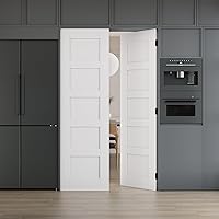 Vista 21 de WINSTELLAR - 1 panel estilo coctelera de 18 x 80 pulgadas, losa blanca imprimada para puerta interior de núcleo sólido, puerta de dormitorio