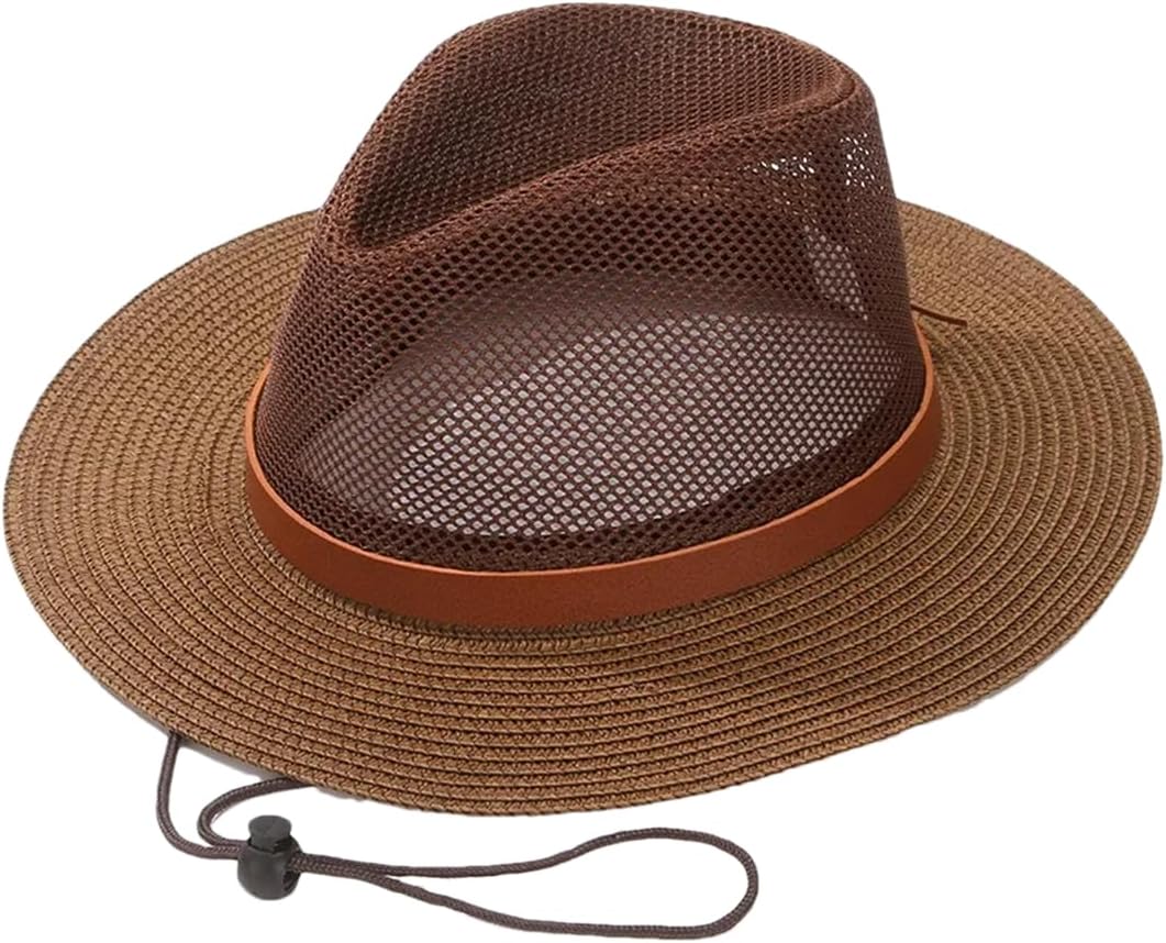 Women's Casual Solid Color Straw Hat Flat Top Beach Hat Unisex Raffia Straw