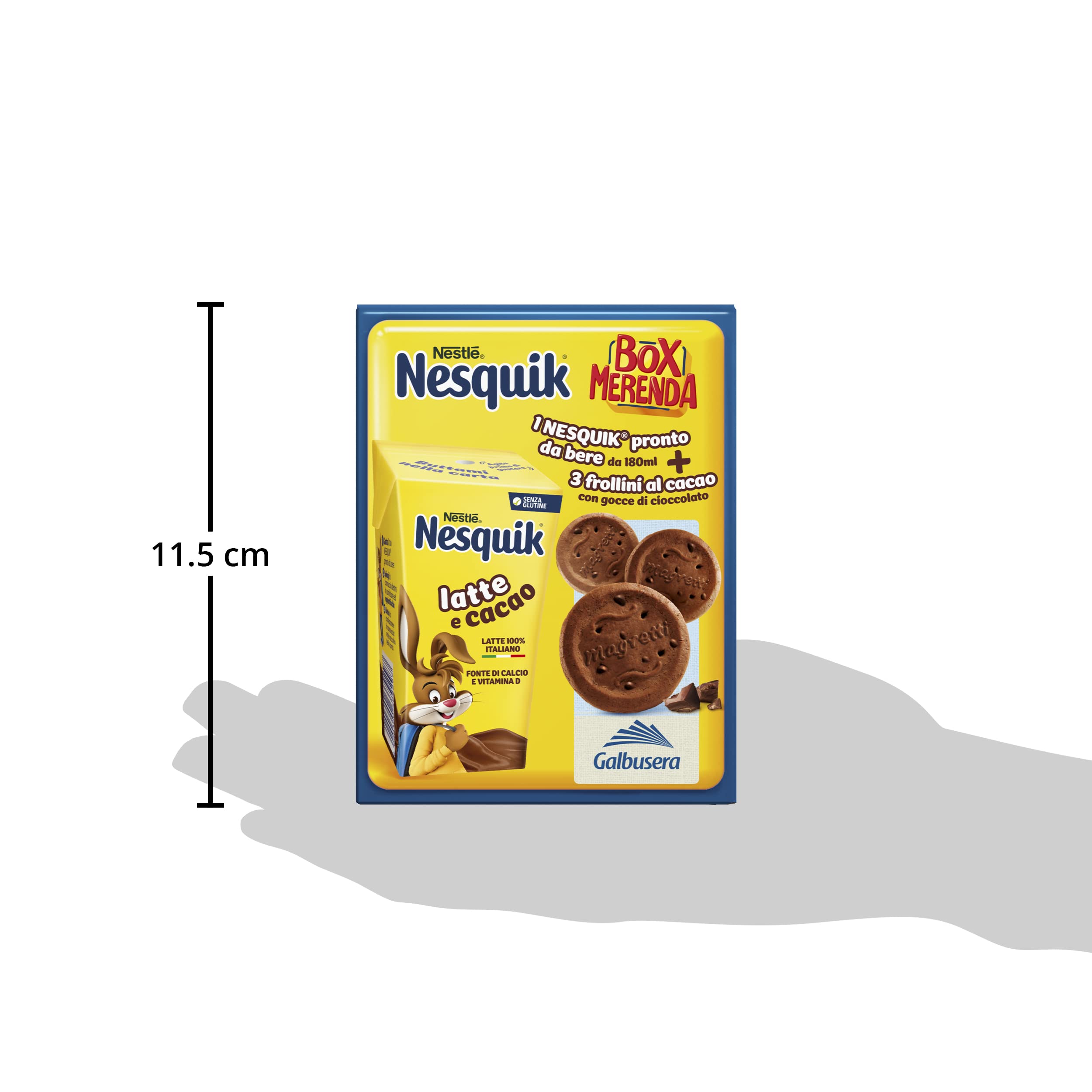 NESQUIK Box Merenda Nesquik Pronto da Bere Latte e Cacao, 14 confezioni contententi 1 Brick da 180ml e 3 frollini Magretti Galbusera da 16g ciascuna