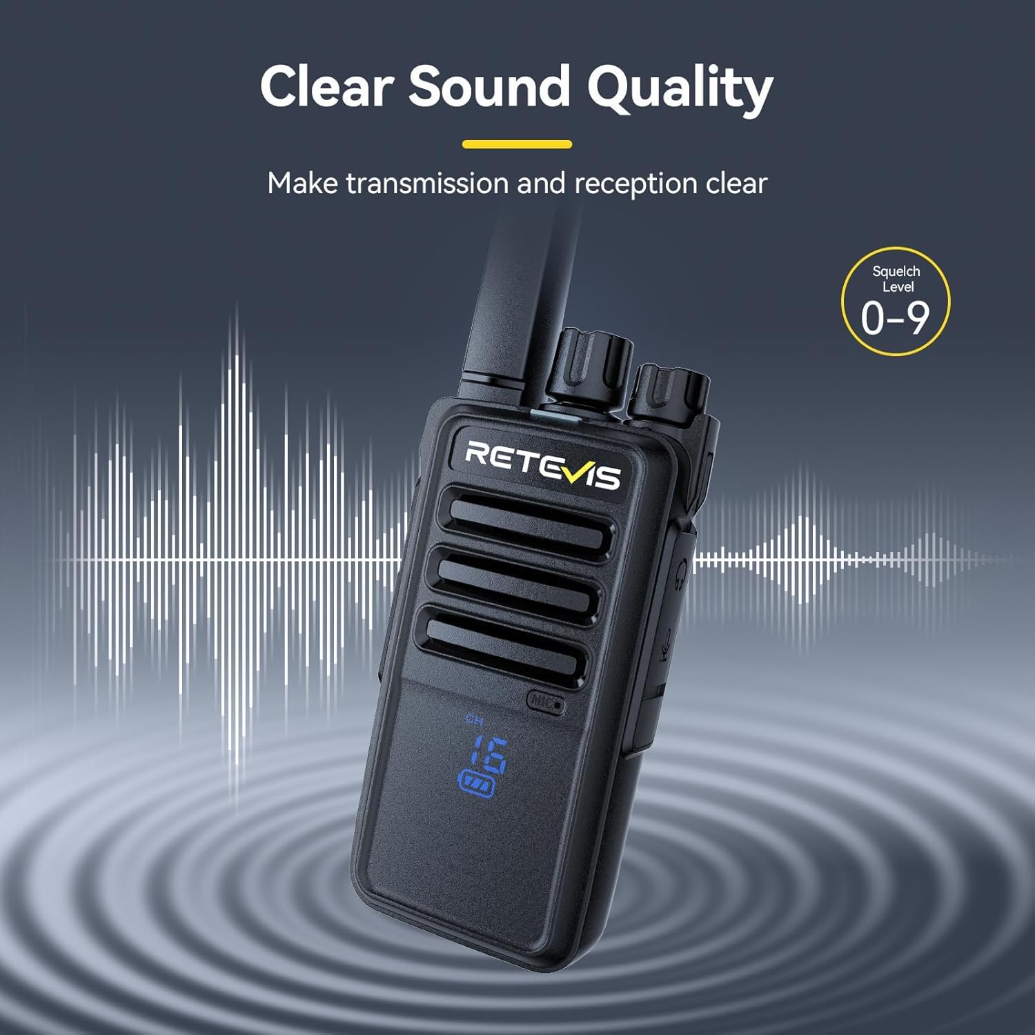 Retevis RT668H Walkie Talkies, 2 Way Radio with Screen, Long Range Walkie Talkies with 6 Way Charger, Rechargeable Radio Communication, PMR446 License Free for School, Security(6 Pack, Black) — view 6