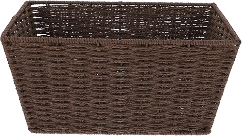 Cabilock Cesta de almacenamiento tejida para maquillaje, almacenamiento de hierba marina, almacenamiento de jacinto, para lavandería, papelería,